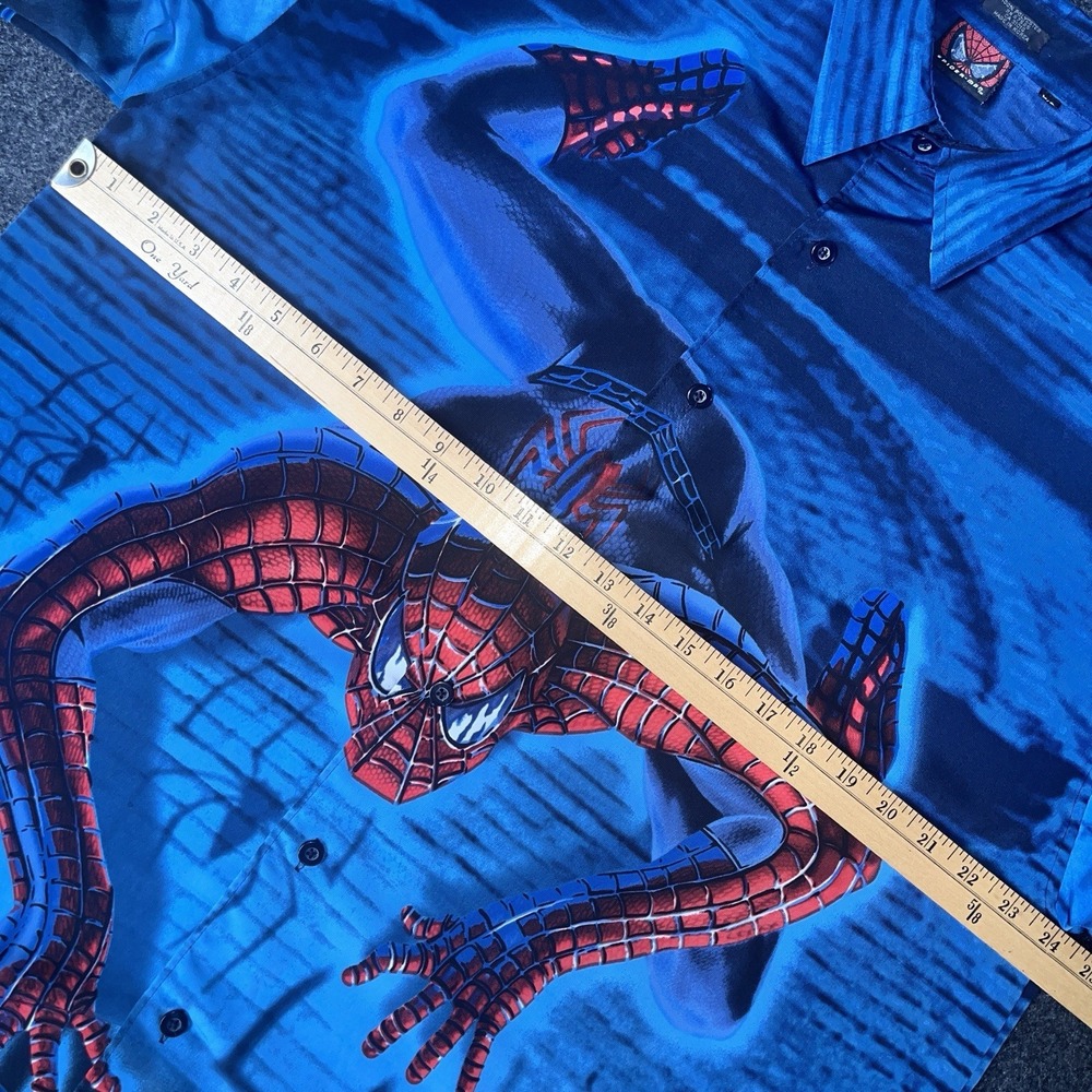Spiderman Short Sleeve Button Up Shirt Mens L - Picture 5 of 6